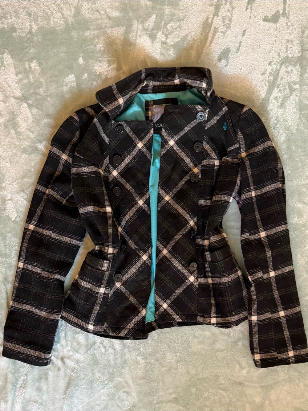 Y2K volcom plaid button up jacket